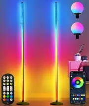 2PCS Corner Floor Lamp,70" Smart RGBW LED Corner Lamp with Glow Ball Light,16...
