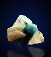Blue Cap Tourmaline Crystal Combine Quartz Cluster, On Mica , Terminated