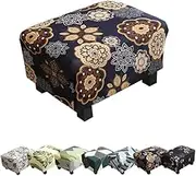 Ottoman Slipcover Stretch Stool Sofa Cover Pouf Protector for Pets and Kids Printed Ottoman Cover Durable Furniture Slipcovers Footrest Footstool Cover with Elastic Straps Bottom,F 1pcs