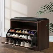 Artiss Shoe Storage Rack Bench Cabinet Box Drawer Organiser Shoes Shelf Drawers Cupboard Walnut Black Hallway Home Decor Bedroom Furniture Display Wardrobe