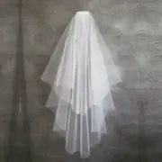 Short Wedding Veil With Comb Cut Edge 2 Layers Simple Mariage Accessories
