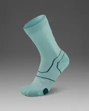 Vectr Cushion Crew Socks, 2XU, L, Aqua/White, Unisex