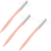 FRCOLOR 3pcs Travel Eyebrow Razors Stainless Steel Brow Shavers Trimmers Beauty Tools (pink)
