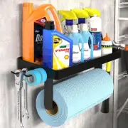 Garage Paper Towel Holder with Shelf, Black Stainless Steel Paper Towel Rack ...