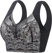 [Generic] Ribili Full Coverage Bra for Women Wireless, Women's Seamless Push-Up Shaping Anti-Sagging Breathable Lace Bra