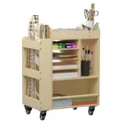 Art Cart,Art Cart Organizer on Wheels,Wrapping Paper Storage Cart,Wooden Art ...