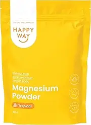 HAPPY WAY Tropical Magnesium Powder - 315g | Exotic Lush Tropical Flavour | High Absorption for Muscle Relaxation & Sleep Support | Stress Relief & Bone Health | Essential for Heart & Nerve Function