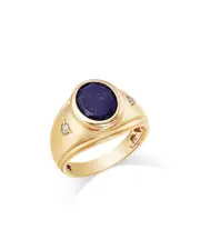 Bloomingdale's Fine Collection Men's Lapis & Diamond Ring in 14K Yellow Gold