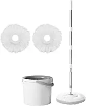 Spin Mop and Bucket, 360 Mop and Bucket with Wringer Set 2 Extra Mop Heads, Stainless Steel Extended Handle, Floor Spin Mop Bucket System for Floor Cleaning