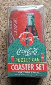 1995 Coca-Cola Puzzle Can 6-piece Coaster Set New in Box