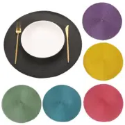 Woven Table Place Mats Large Round Place Mat Dining Tableware Washable Mat 38cm