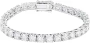 [Gem's Beauty] moissanite tennis bracelet 18k white gold plated 925 silver 3-6.5mm D Color VVS1 Round Cut moissanite bracelets for women Men Gift birthday anniversary (3MM, 6.5 inch)