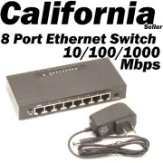 8 Port Ethernet RJ 45 Network Switch 10/100/1000 Mbps PC MDI/MDIX Hub RJ45 XBox
