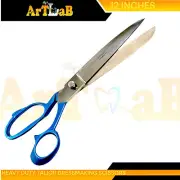 Long Upholstery Fabric Cutting Scissors Dressmaking Shears 12in, Blue Handle