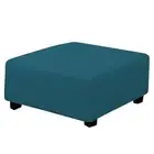 Stretch Square Ottoman Cover 40x40x15 inch Folding Medium-XL Peacock Blue