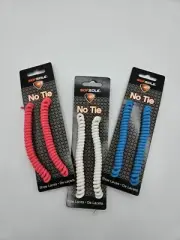 Sof Sole No Tie Spiral Shoe Laces - 27"-45" - Neon Pink / Blue / White 3 SETS