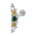 1PC Surgical Steel Internal Thread Labret Lip Ring Opal&Zircon Cluster Curved Ea