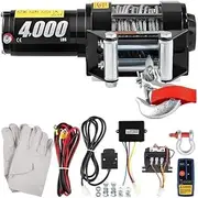 Waterproof Electric Winch Boat Trailer Winch Electric Winch for 4X4 10M Strong Steel Cable Car Trailer W/Wireless Control Truck Off Road 4000LBS 12V