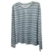 Columbia Woman Omni-Shade UPF 50 Hook-Up LS Turquoise White Striped Shirt Top 2X