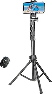 YOTOCversion 1.7 Meter/67 inch Phone Tripod Stand & Bluetooth Selfie Stick Tripod, Cellphone with Remote, Compatible iPhone 14/13/12/12 pro/11/11pro/8/7 Black