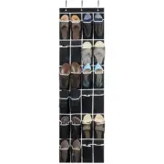 Zober 24 Pocket Over The Door Shoe Organizer w/ Chrome Hooks