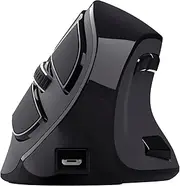 Trust Voxx Vertical Wireless Mouse, Rechargeable Ergonomic Wireless Mouse, Bluetooth and 2.4 GHz Connection, 9 Buttons, 1200-2400 DPI, PC/Mac/Computer/Laptop/MacBook/Chromebook - Black