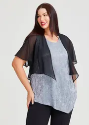 [Taking Shape] Taking Shape Quick Step Chiffon Cover Up Size 14-16 in Black - Plus Size Women's Clothing Black