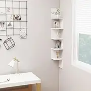 Stylish White Engineered Wood Wall Corner Floating Shelf 20x20x127.5 cm, Space-Saving Storage & Decorative Display Solution for Bedroom, Living Room, Home Office