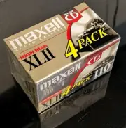 Maxell XLII High Bias Cassette Tapes 110 Minutes - 4 Pack Sealed