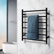 ACA 6 Bars Round Electric Heated Towel Rail Rack Warmer Wall Mounted Stainless Steel Black SAA