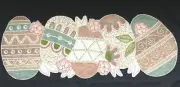 Nicole Miller Easter Eggs Beaded Table Runner Centerpiece Floral Bunny Ears Jute