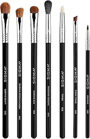 Sigma Beauty Basic Eye Brush Set with 7 Classic Eyeshadow Brushes for Eyeliner, Eyeshadow, & Eyebrows Including SigmaTech Fiber Blending Brush E40 w/Waterproof Handles