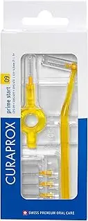 Curaprox, interdental brush set CPS 09 prime start, starter set with 5 brushes, 2 different holders, 4 mm effectiveness, yellow