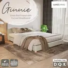 Double Queen King Linen Fabric Bed Frame with Curved Headboard - Grey