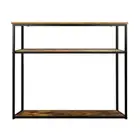 Oikiture Hall Console Table 3 Tiers Shelves Metal&Wooden