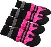 BUGUUYO Dog Boots for Seasons Warm Comfortable Anti-Slip Sole Easy On/Off Design Stylish Rosy XXL Size Pet Dog Footwear