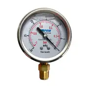 New PRM -30 to 0 HG Vacuum Gauge 2.5” SS Case 1⁄4” NPT Brass Bottom