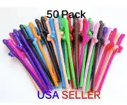 50 Novelty Penis Straws Bachelorette Party Supplies Decorations Dick Drinking.