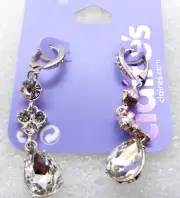 Periwinkle Faux Diamond Silver Color Dangle Earrings Teardrop Shape NWT $12.99