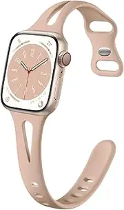 Silicone Bands Compatible with Apple Watch Band 49mm 45mm 44mm 46mm 42mm 41mm 40mm 38mm,Slim Soft Breathable Sport Strap for iWatch Series 10 9 8 7 6 5 4 3 2 1 SE Ultra Women Men