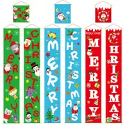 3PCS Christmas Door Banner Window Hanging Flag Home Decor Santa Deer Ornaments