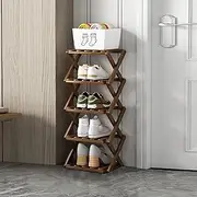 XZXWZX Shoe Rack, Bamboo Foldable Shoes Organizer Free Standing Shelf for Entryway, Closet, Bedroom, Hallway, | Natural | Functional | Multifunctional Shoe Rack (Wood Color) 5 Layers