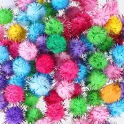 100Pcs PompomsMulticolor Bulk Pom Poms for Crafts0.6-0.8 in Glitter Pom Poms ...