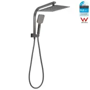 WELS Gun Metal Grey Square 8/10/12'' Twin Shower Head Set Wall Arm Hand Held DIY