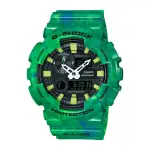 【CASIO 卡西歐 G-SHOCK 系列】潮汐衝浪西瓜綠大理石紋路 個性雙顯男錶(GAX-100MB)