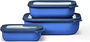[Mepal] Multi Bowl Cirqula 3-Piece Set – Food Storage Container with Lid - Suitable as Airtight Storage Box for Fridge & Freezer, Microwave Container & Servable Dish - 500, 1000, 2000ml - Vivid blue