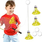 Badminton Training Set, Badminton Rebound Trainer Elastic Badminton Trainer Set with Luminous Balls, Portable Training Aid for Solo Rebound Exercises