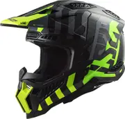 LS2 MX703 X-Force Barrier Carbon Motocross Helmet, black-green, Size L for Men Black Green