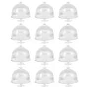 12 Pcs Mini Cake Stand Plate with Lid Miniature Simulation Holder Display