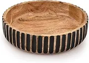 BHAVATU MYRIAD Fruit Bowl Mango Wood for Kitchen Counter, Fruit Bowls for Farmhouse Décor Centerpiece Bowl for Table (10" x 10" x 2.5")